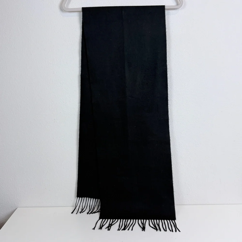 Scottish Cashmere Black Men's Scarf 12x64”